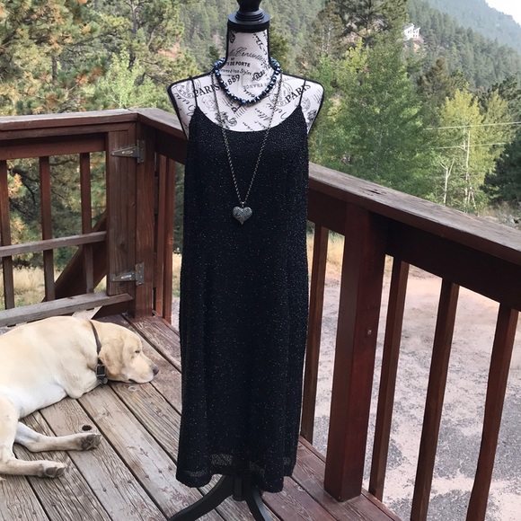 Sparkling Marina Black Beaded Party Dress Size 14 - Picture 8 of 12